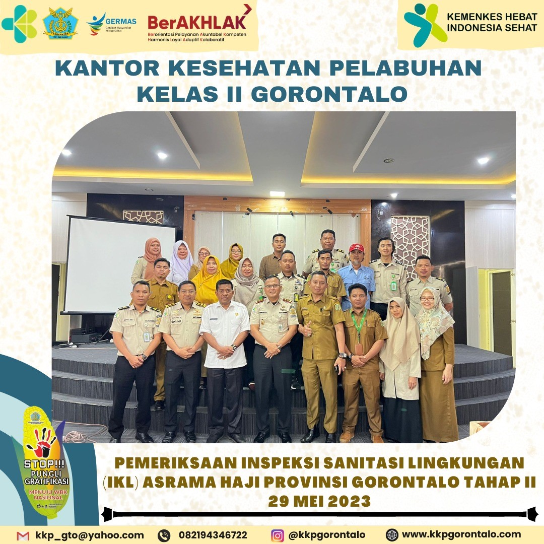 Pemeriksaan Inspeksi Kesehatan Lingkungan (IKL) Asrama Haji Provinsi Gorontalo Tahap II